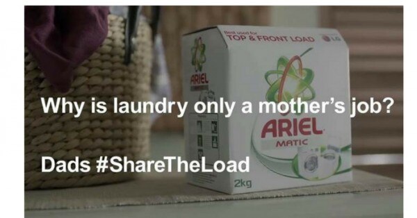 The campaign taken out by ariel to share domestic chores like laundary