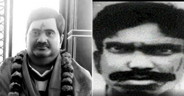 मंदिर में लगी ददुआ के मूर्ति की शक्ल (बाएं) और पुलिस के पास उपलब्ध तस्वीर.