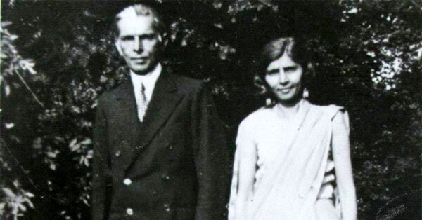 मोहम्मद अली जिन्ना के साथ साड़ी पहने फातिमा जिन्ना