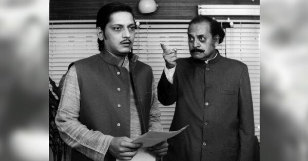 ऋषिकेश मुखर्जी डायरेक्टेड फिल्म 'गोलमाल' के एक दृश्य में अमोल पालेकर के साथ उत्पल दत्त.