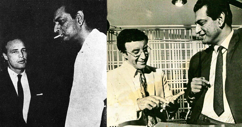 मार्लन ब्रांडो और पीटर सेलर्स के साथ सत्यजीत राय.