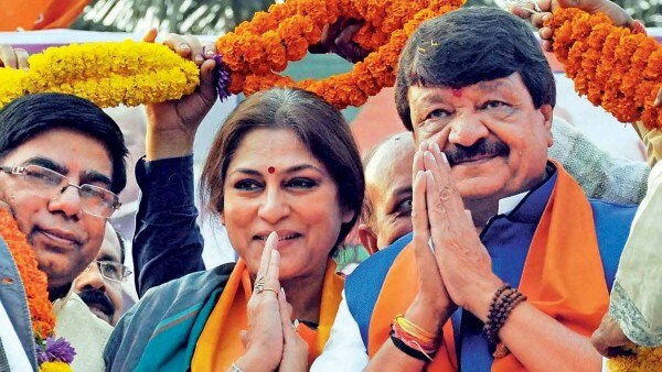 रूपा गांगुली के साथ कैलाश विजयवर्गीय. कैलाश को मध्यप्रदेश से दूर ही रखा जाता है.