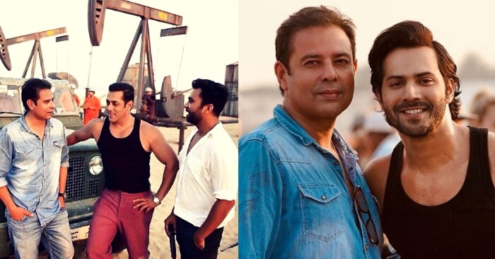 फिल्म के सेट से आई तस्वीरों में एक जैसे कपडों और फिल्म के प्रोड्यूसर के साथ सलमान और वरुण.