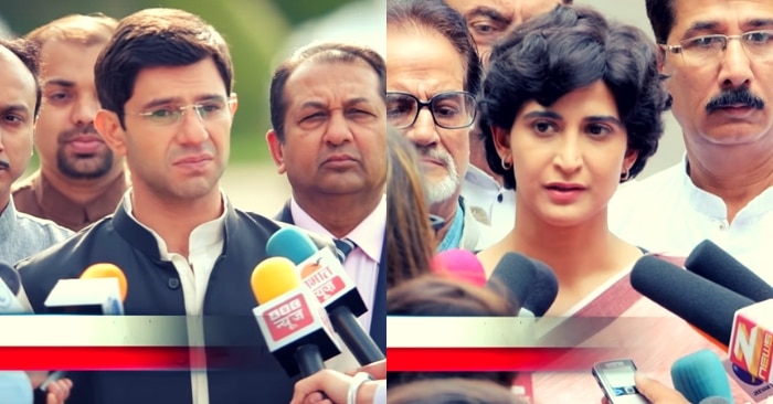 राहुल गांधी के किरदार में अर्जुन माथुर और प्रियंका गांधी के किरदार में अहाना कुमरा.