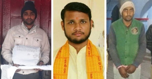 बुलंदशहर पुलिस ने कुल्हाड़ी मारने वाले कलुआ (बाएं) और गोली मारने वाले प्रशांत (दाएं) को गिरफ्तार कर लिया है. भीड़ को हिंसा के लिए उकसाने का मुख्य आरोपी योगेश राज (बीच में) अब भी फरार है.