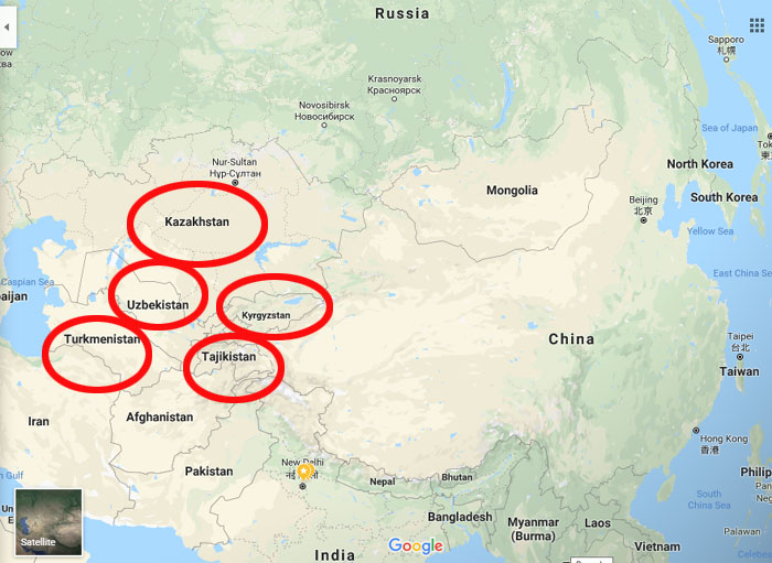 मध्य एशिया में कुल पांच देश आते हैं-