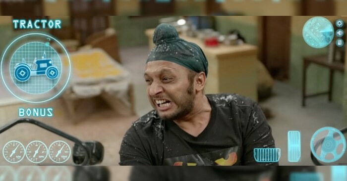 फिल्म के एक सीन में विलेन का रोल करने वाले मो. ज़ीशान अयूब. और उनके चारों एक एक्शन सीन के दौरान इस्तेमाल किया गया ग्रैफिक.