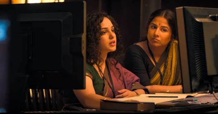 फिल्म के एक सीन में नित्या मेनन और विद्या बालन. नित्या का कैरेक्टर फिल्म में सैटेलाइट डिज़ाइन करने वाले इंजीनियर या आर्टिक्टेक्ट का है.