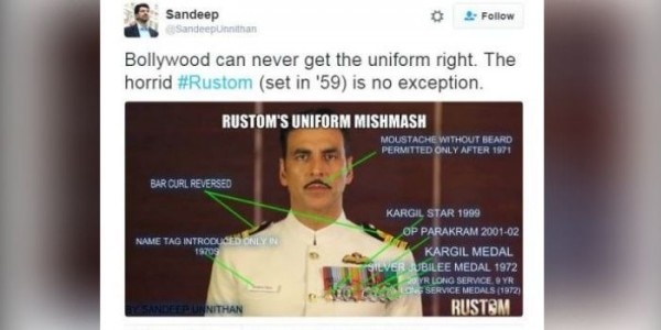 रुस्तम में अक्षय कुमार एक नेवी ऑफिसर की भूमिका में थे.