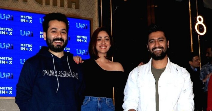 फिल्म के डायरेक्टर आदित्य धर के साथ दोनों लीडिंग एक्टर्स यामी गौतम और विकी कौशल.