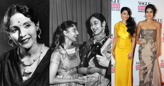 पहली तस्वीर में शोभना समर्थ, दूसरी फोटो में नूतन और तनुजा और तसरी पिक्चर में तनिषा और काजोल.