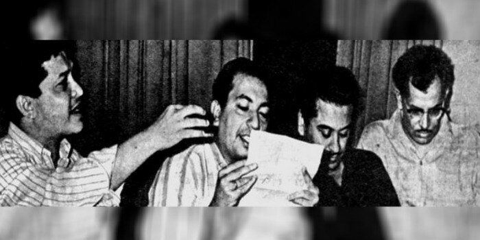 महेंद्र कपूर, लक्ष्मीकांत के साथ ऋषिकेश मुखर्जी और किशोर कुमार.