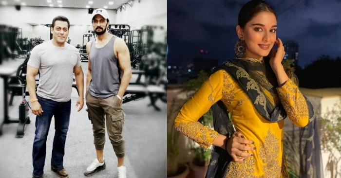 विलेन का रोल करने वाले एक्टर सुदीप के साथ सलमान खान और दूसरी तस्वीर में बतौर एक्टर 'दबंग' फ्रैंचाइज़ी का हिस्सा रह चुके महेश मांजरेकर की बेटी साई मांजरेकर.