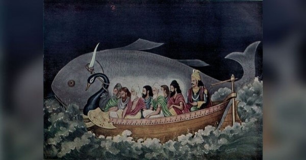 नाव में सप्तऋषि बैठाए, अपना परिवार बैठाया और बिठाई जीवन के लिए ज़रूरी तत्व. (सोर्स - विकीपीडिया)