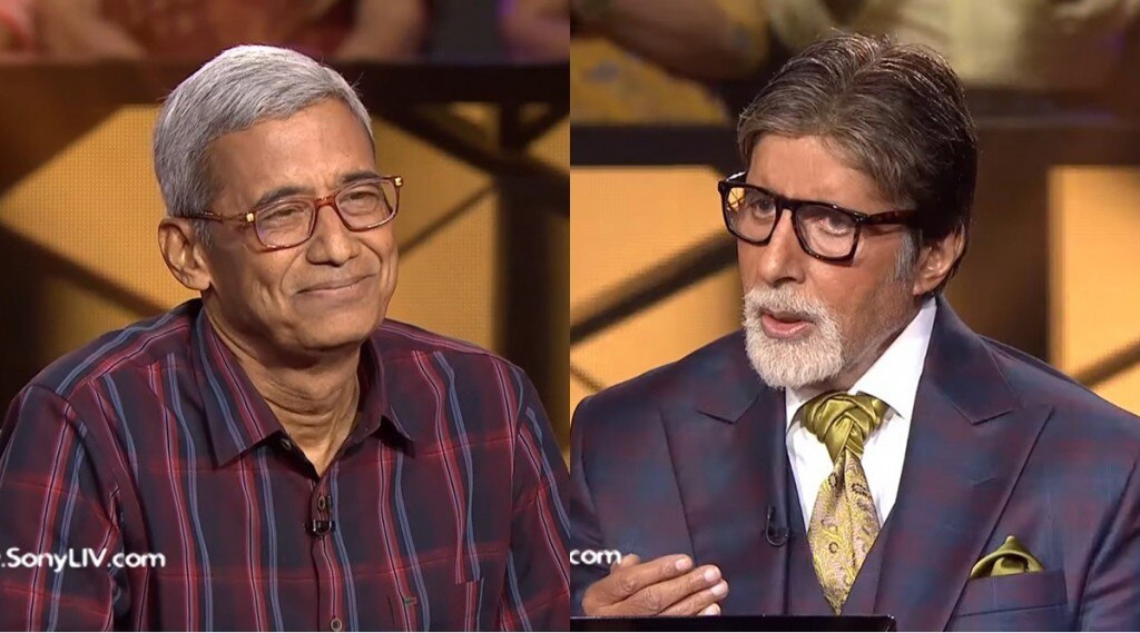 कंटेस्टेंट अनिल जोशी के साथ शो होस्ट अमिताभ बच्चन.