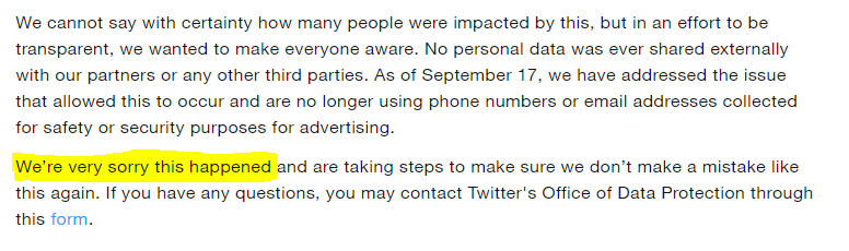 twitter ने चिट्ठी में कई बातें बताई हैं और इसमें ये बातें भी शामिल हैं कि इस तरह की ग़लती कैसे हुई