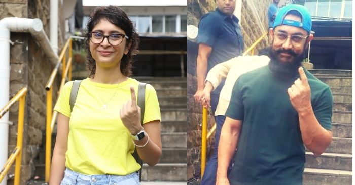 आमिर खान और किरण राव के वोट देने के बाद की तस्वीर.