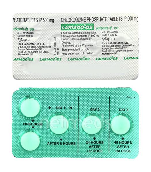 भारत में Ipca द्वारा बनाया जाने वाला सबसे अधिक बिकने वाला Chloroquine टैबलेट Lariago DS. Lariago Ds