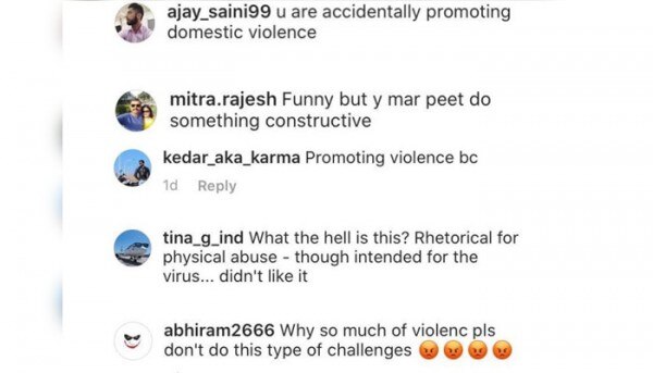 कमेंट्स जिसमें लोग इसे हिंसा को बढ़ावा देने वाला कह रहे हैं. (तस्वीर: इंस्टाग्राम) Dom Violence