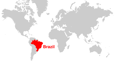 लाल रंग में जो देश दिख रहा है, वही ब्राज़ील है. (तस्वीर साभार: Geology.com) Map Of Brazil Geology