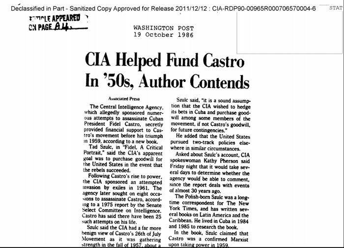 ये डॉक्यूमेंट हमें CIA की वेबसाइट पर मिला. इसके मुताबिक, क्यूबा की क्रांति के समय CIA ने कास्त्रो को मूवमेंट को फंडिंग भिजवाई (फोटो: cia.gov) ये डॉक्यूमेंट हमें CIA की वेबसाइट पर मिला. इसके मुताबिक, क्यूबा की क्रांति के समय CIA ने कास्त्रो को मूवमेंट को फंडिंग भिजवाई (फोटो: cia.gov)