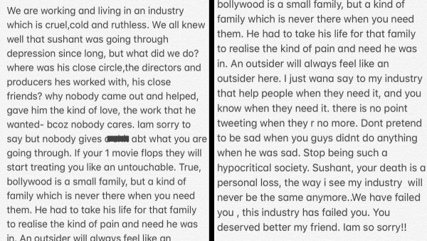 मीरा ने काफी लंबा पोस्ट किया है सुशांत के लिए. Actress Meera Chopra Apologise To Sushant Singh Rajput 2