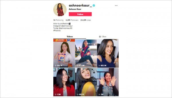 अशनूर कौर की टिकटॉक प्रोफाइल. Ashnoor Tt