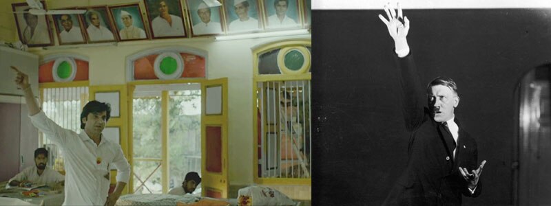 विलास. हिटलर. थियेट्रिक्स. (फोटोः सोनी लिव/अन्य) Hitler Theatrics Before Mirror Photos And Right Wing Man Vilas Practising The Same The Lallantop Review