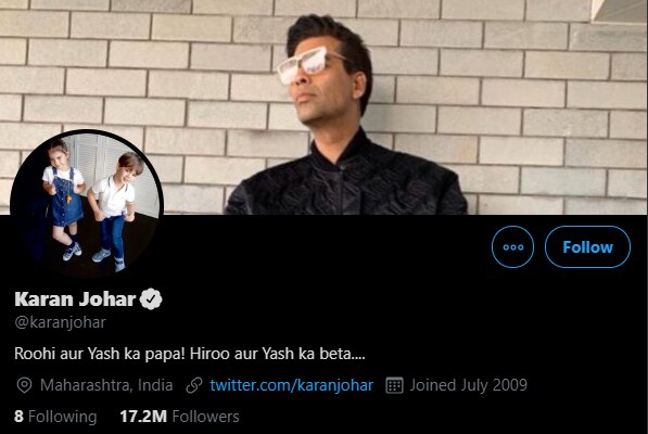 करण जौहर के ट्विटर हैंडल का स्क्रीनग्रैब. करण जौहर के ट्विटर हैंडल का स्क्रीनग्रैब.
