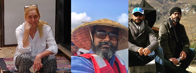 पिया, चंद्रशेखर और शुजीत के साथ अवीक. Make Up Pia Cornelius, Editor Chandrashekhar Prajapati, Cinematographer Avik Mukhopadyay Gulabo Sitabo