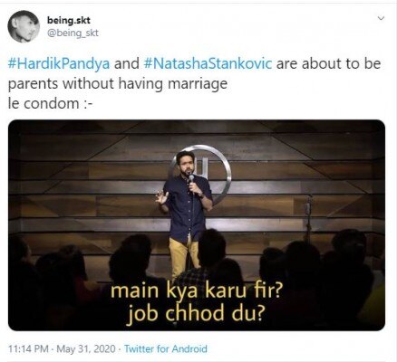 हार्दिक और नताशा को लेकर बनाया गया ये मीम देखिए हार्दिक और नताशा को लेकर बनाया गया ये मीम देखिए