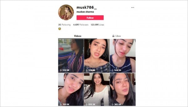 मुस्कान शर्मा की टिकटॉक प्रोफाइल. Muskan Tt