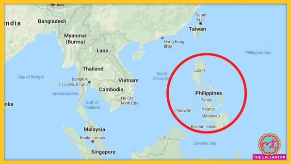 लाल घेरे में फिलिपीन्स (स्क्रीनशॉट: गूगल मैप्स) Philippines
