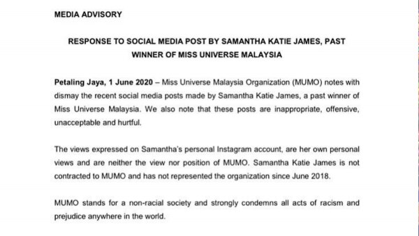 MUMO की तरफ से आया बयान. Samantha Katie James 3