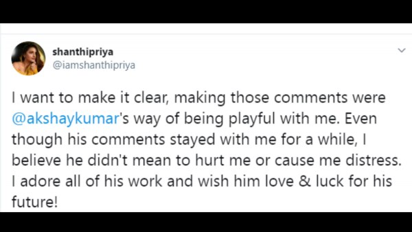 शांतिप्रिया का ट्वीट. Shanthipriya Tweet