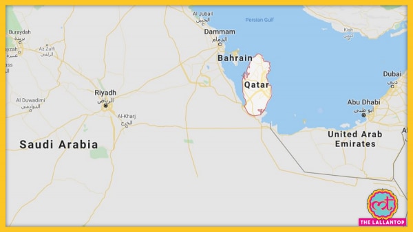 लाल घेरे में क़तर (गूगल मैप्स) Qatar