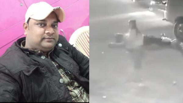 बाएं से दाएं: पत्रकार विक्रम जोशी. उनकी बेटी अपने घायल पिता के साथ. (फोटो- इंडिया टुडे) Up Crime 9