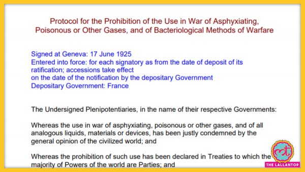 साल 1925 का जिनिवा प्रोटोकॉल. Geneva Protocol 1925