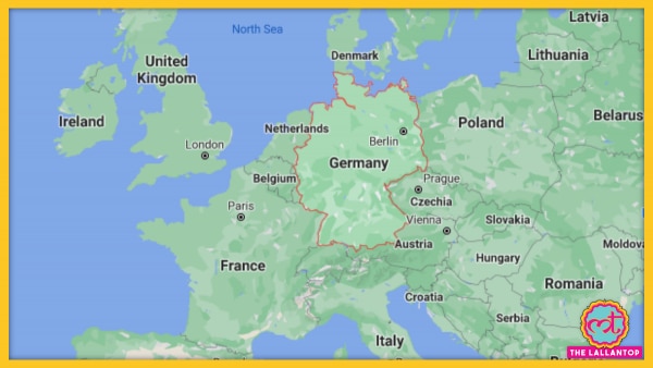 लाल घेरे में जर्मनी (गूगल मैप्स) Germany