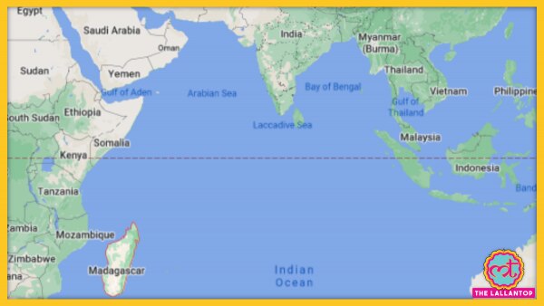 लाल घेरे में मेडागास्कर देश. (गूगल मैप्स) Madagascar