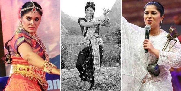 बाईं तरफ से- परफॉरमेंस के दौरान सुधा, बीच में 'मयूरी' फिल्म का एक सीन, दाईं ओर अवॉर्ड लेने के बाद. (तस्वीर: ट्विटर/फेसबुक) Sudha Chandran Collage
