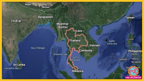 साल घेरे में थाइलैंड. (गूगल मैप्स) Thailand Map