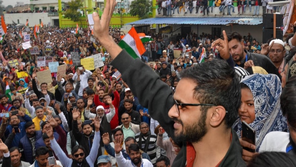 रांची में CAA के विरोध में हुए प्रदर्शन में उमर खालिद. तस्वीर जनवरी 2020 की है. क्रेडिट- PTI. Umar Khalid 2