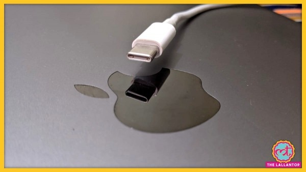 ऐपल मैकबुक प्रो में टाइप C चार्जर लगता है. (फ़ोटो: Mohammad Faisal / The Lallantop) Lt Apple Type C