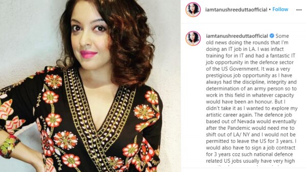 तनुश्री दत्ता का इंस्टा पोस्ट. Tanushree Dutta