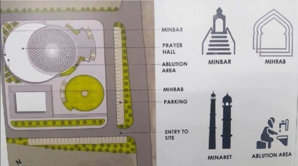 ट्रस्ट की ओर से ये ब्लूप्रिंट और डिजाइन जारी किया गया. फोटो- indo islamic cultural foundation trust Ayodhya 3