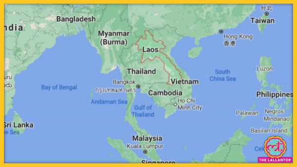 लाओस दक्षिणपूर्व एशिया का एक लैंडलॉक्ड देश है. (गूगल मैप्स) Laos