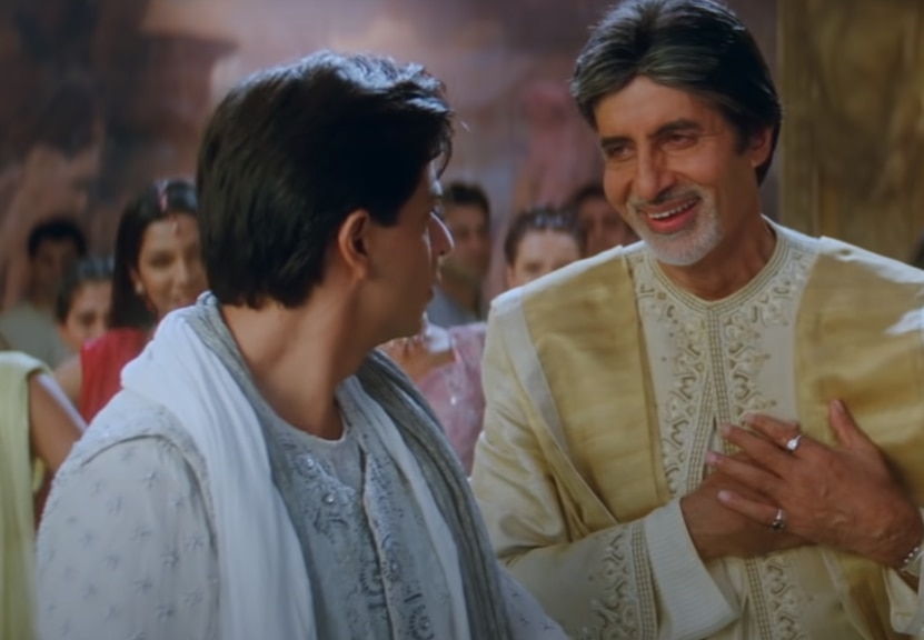बोले चूड़ियां की शूटिंग के दौरान शाहरुख खान और अमिताभ बच्चन. बोले चूड़ियां की शूटिंग के दौरान शाहरुख खान और अमिताभ बच्चन.