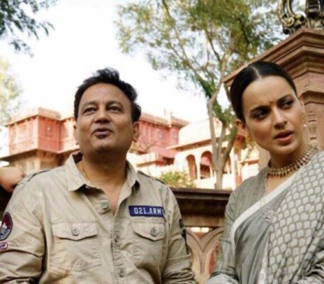 'मणिकर्णिका' के पहले पार्ट के भी प्रोड्यूसर कमल जैन ही थे. फोटो - ट्विटर Kangana Ranaut And Kamal Jain In Manikarnika