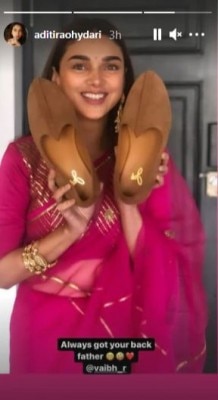 अदिति ने अपने इंस्टाग्राम पर स्टोरी शेयर की. Aditi Rao Hydari At Dia Mirza Wedding